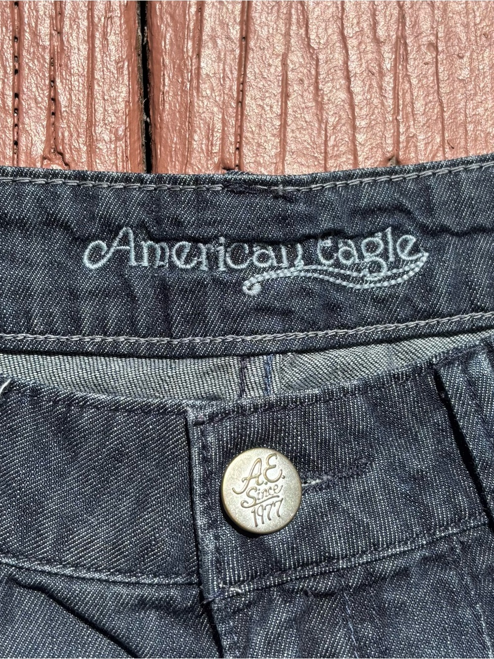 Y2K American Eagle Outfitters mini Dark Blue Denim Jean Shorts size 4 low rise